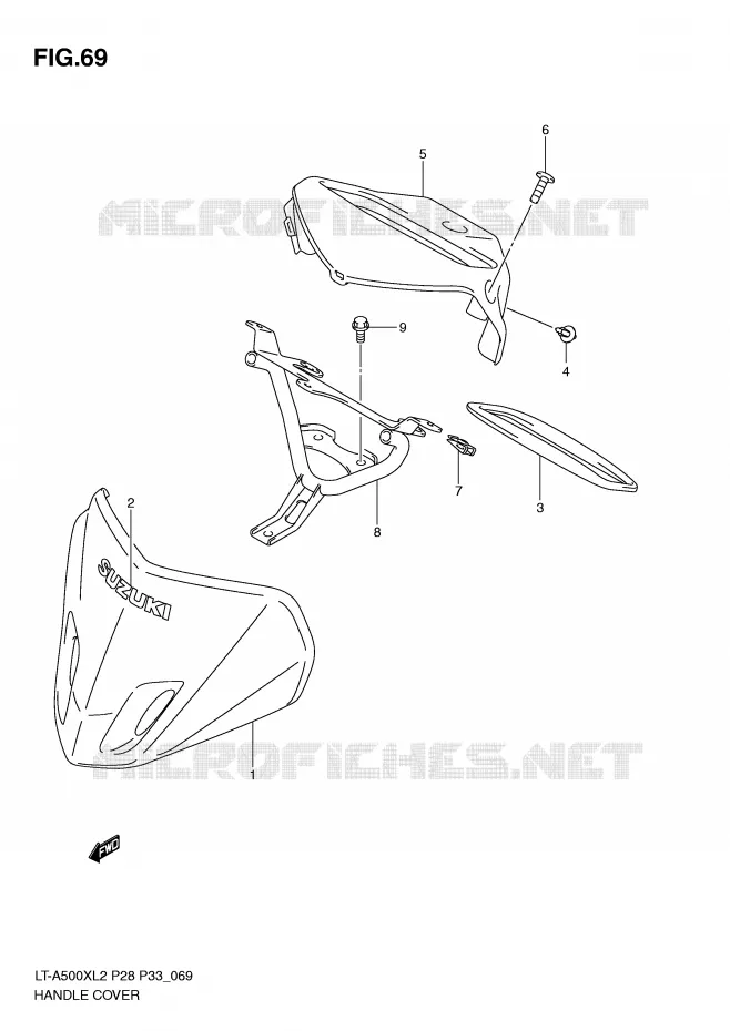CARENAGE DE GUIDON (LT-A500XZL2 P28) Suzuki QUAD 500 VINSON 2012  LT-A500XZL2(P28)