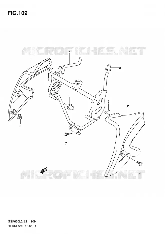 COUVERCLE DE PHARE (GSF650AL2 E21) Suzuki MOTO 650 BANDIT 2012  GSF650L2(E21)