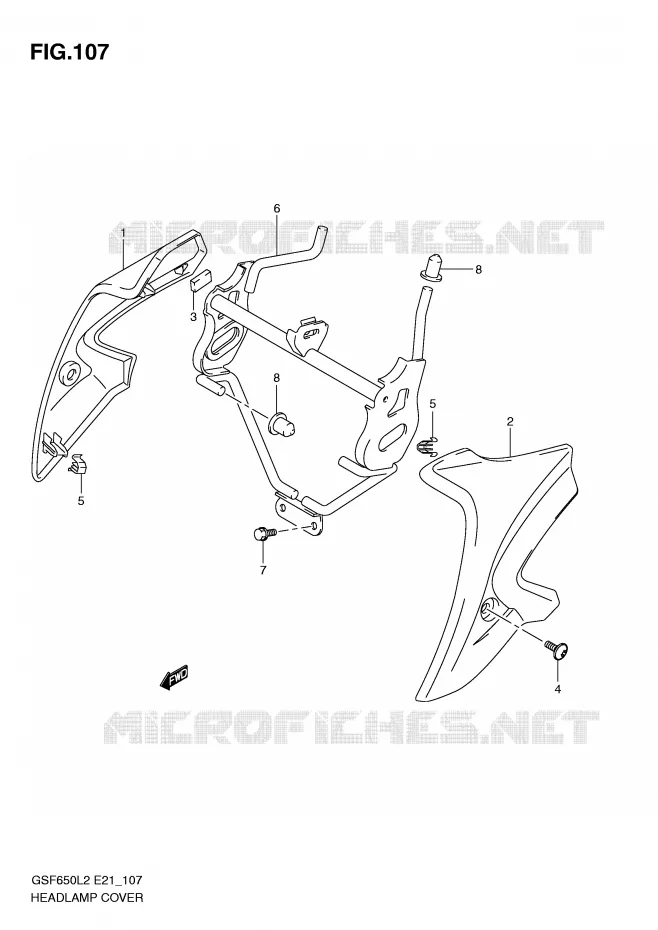 COUVERCLE DE PHARE (GSF650L2 E21) Suzuki MOTO 650 BANDIT 2012  GSF650SUL2(E21)