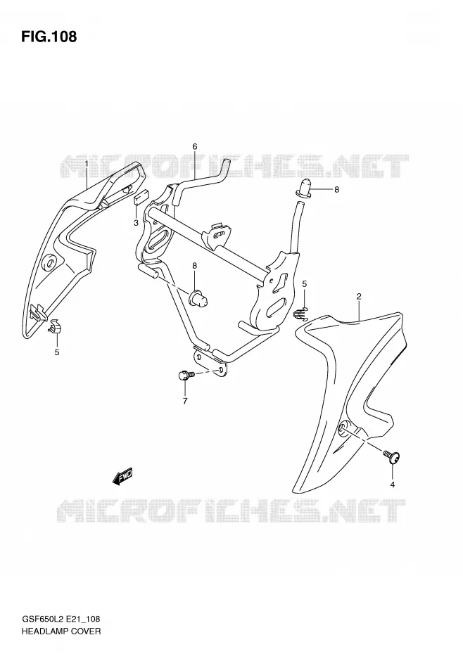 COUVERCLE DE PHARE (GSF650UL2 E21) Suzuki MOTO 650 BANDIT 2012  GSF650SAL2(E21)