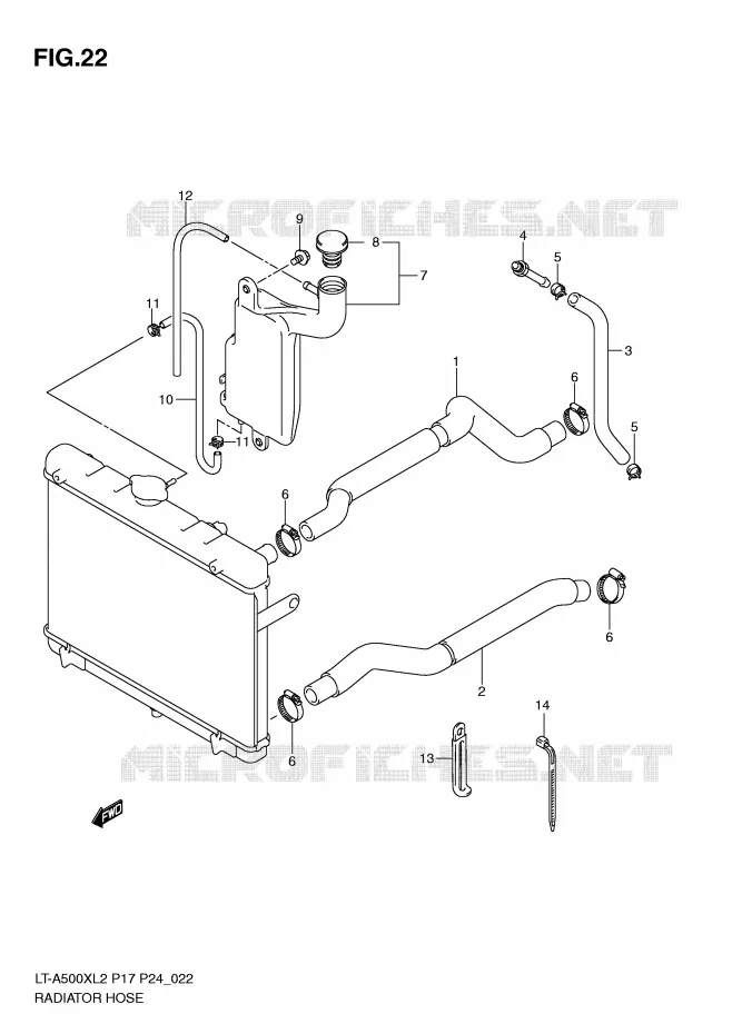 DURITE DE RADIATEUR Suzuki QUAD 500 KINGQUAD 2012  LT-A500XL2(P17)