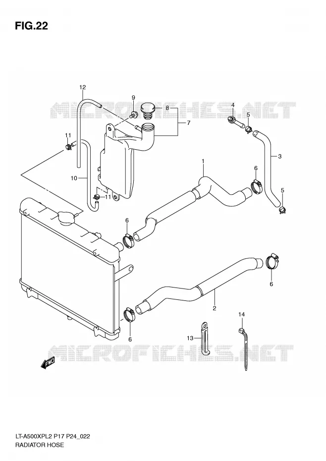 DURITE DE RADIATEUR Suzuki QUAD 500 KINGQUAD 2012  LT-A500XPL2(P17)