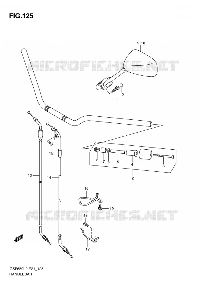 GUIDON (GSF650SAL2 E21) Suzuki MOTO 650 BANDIT 2015  GSF650SAL2(E21)
