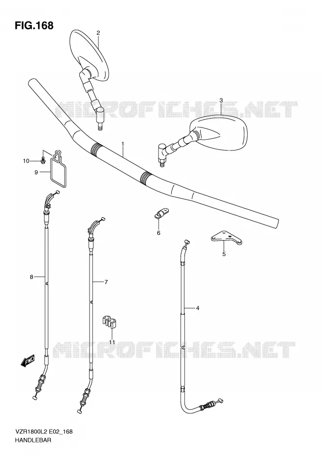 GUIDON (VZR1800L2 E19) Suzuki MOTO 1800 INTRUDER 2012  VZR1800ZUFL2(E02)