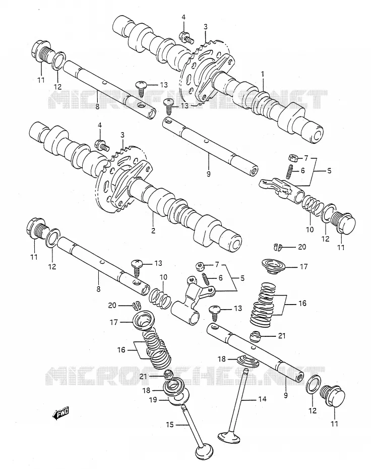 ARBRE A CAMES - SOUPAPES Suzuki MOTO 400 BANDIT-N 1991  GSF400M(E28)