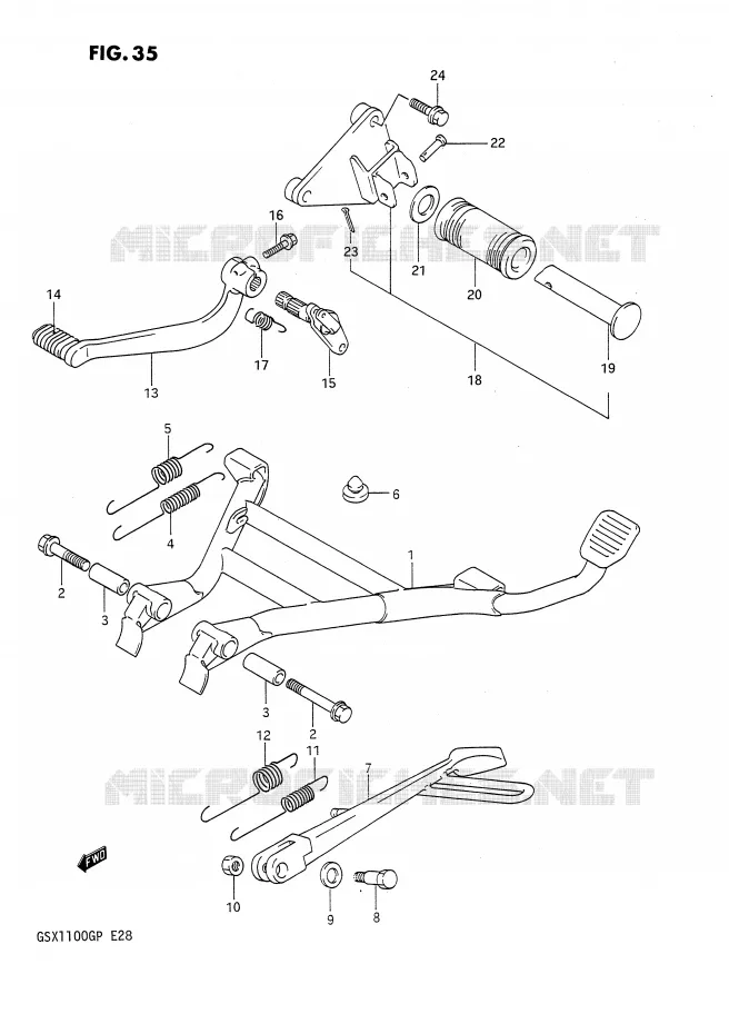 BEQUILLE - PEDALE DE FREIN ARRIERE Suzuki MOTO 1100 GSX-G 1993  GSX1100GP(E28)