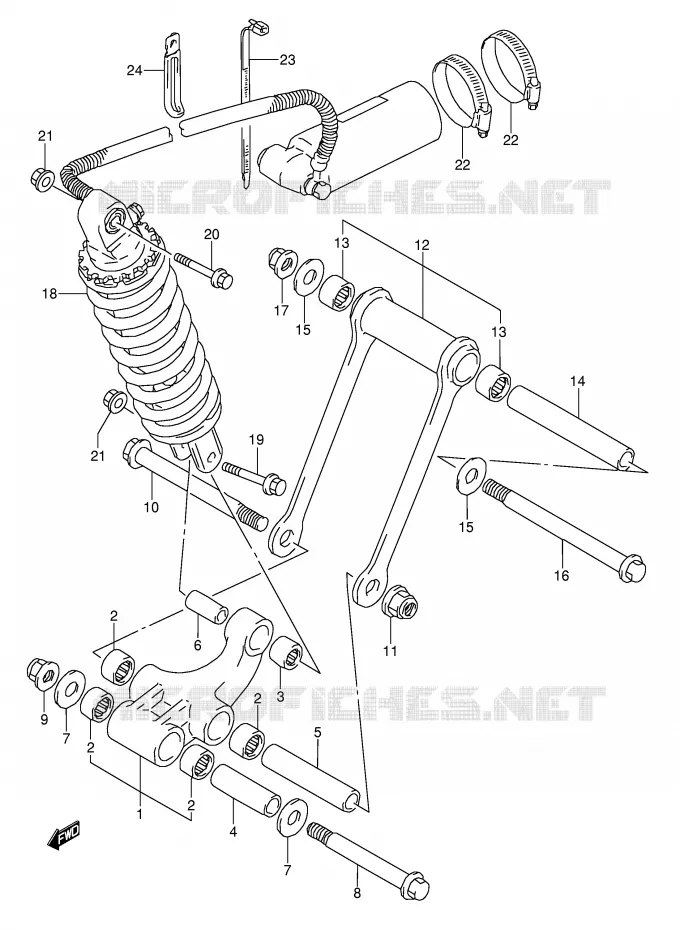 BIELLETTE DE SUSPENSION ARRIERE (MODELE P/R) Suzuki MOTO 1100 GSX-R 1997  GSX-R1100WV(E28)