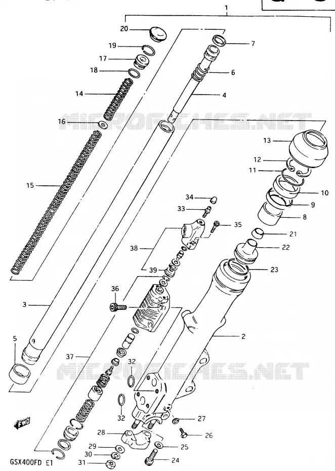 BRAS DE FOURCHE GAUCHE Suzuki MOTO 400 GSX 1983  GSX400FD