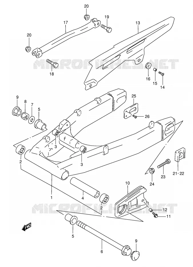 BRAS OSCILLANT ARRIERE (GSF1200SAV) Suzuki MOTO 1200 BANDIT 1997  GSF1200SV(E28)
