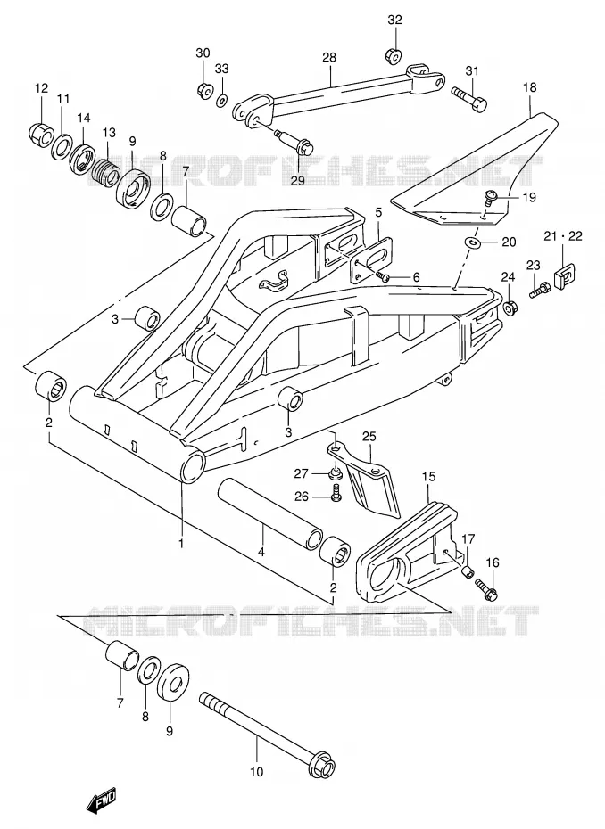 BRAS OSCILLANT ARRIERE (MODELE S/T/V/W) Suzuki MOTO 1100 GSX-R 1994  GSX-R1100WR(E2)