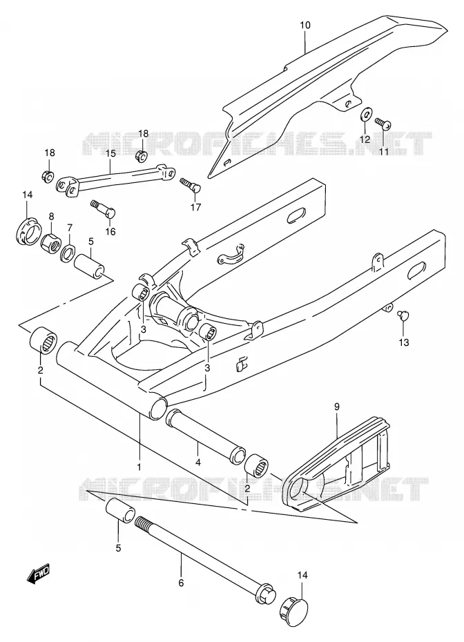 BRAS OSCILLANT ARRIERE Suzuki MOTO 600 BANDIT 1999  GSF600SUX(E2)