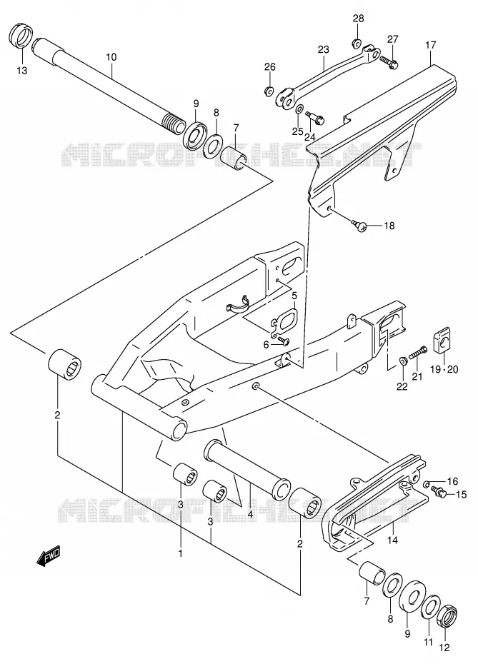 BRAS OSCILLANT ARRIERE Suzuki MOTO 600 GSX-R 2002  GSX-R600U2K2(E2)