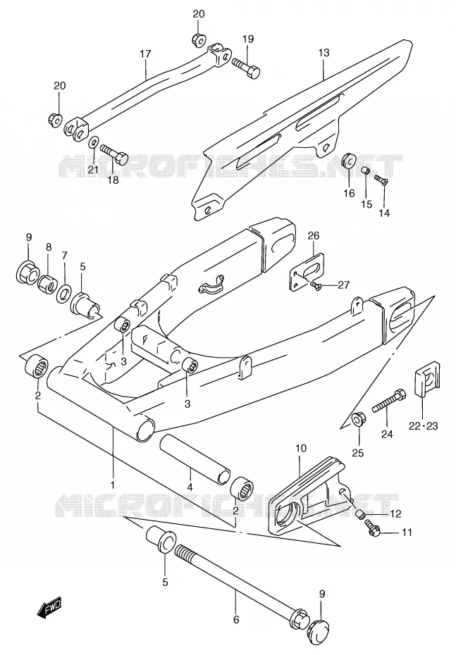 BRAS OSCILLANT (GSF1200T/V/W/X/Y/ST/SV/SW/SX/SY) Suzuki MOTO 1200 BANDIT 1998  GSF1200SW(E2)