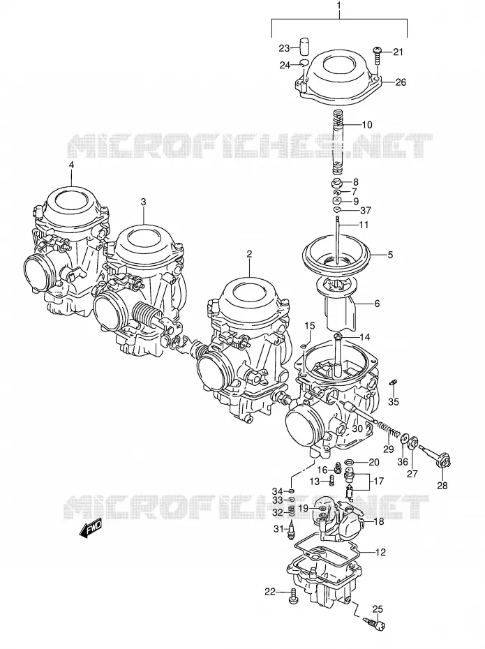 CARBURATEUR (MODELE V/W) Suzuki MOTO 1100 GSX-R 1994  GSX-R1100WR(E28)