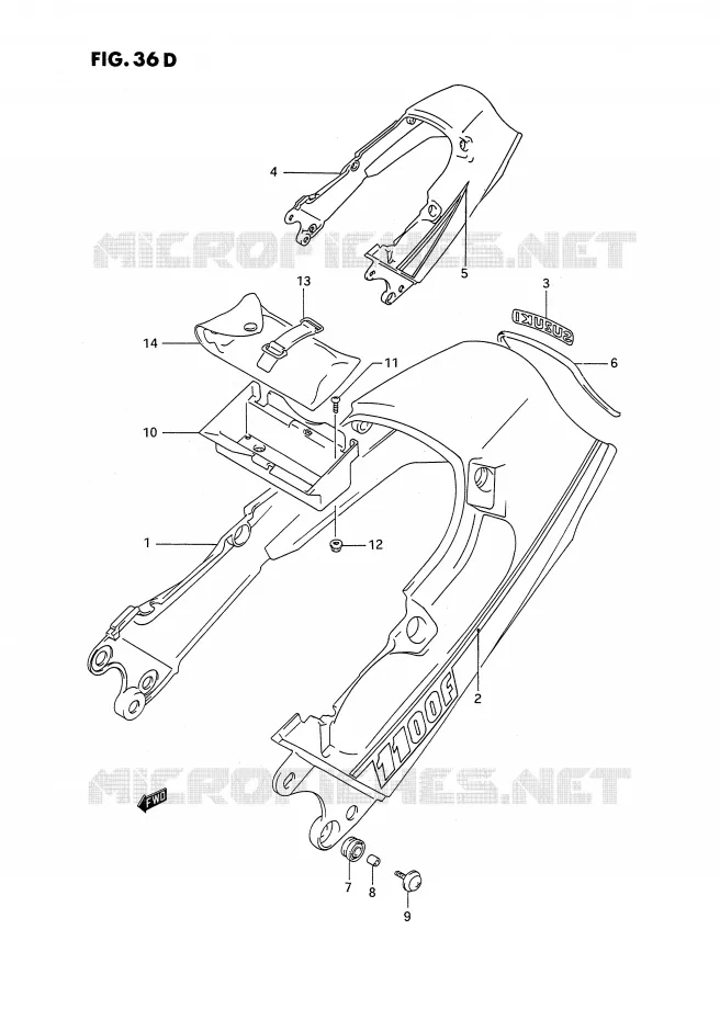CARENAGE ARRIERE - CAPOT DE SELLE (MODELE N/P/R) Suzuki MOTO 1100 GSX-F 1993  GSX1100FP(E2)