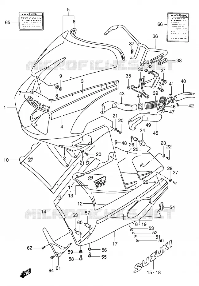 CARENAGE TETE DE FOURCHE (MODELE L D26) Suzuki MOTO 400 GSX-R 1990  GSX-R400RL(E30)