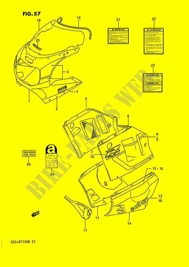 CARENAGES   ETIQUETTES (MODELE M 3SL) pour Suzuki GSX-R 1100 1992