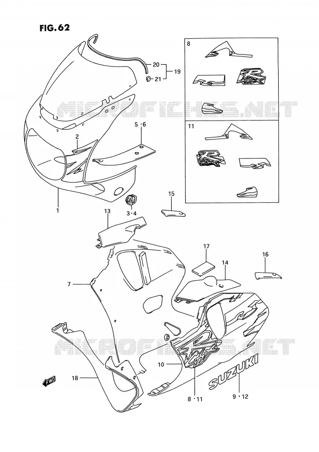 CARENAGES - ETIQUETTES (MODELE R M18) Suzuki MOTO 750 GSX-R 1992  GSX-R750WN(E2)