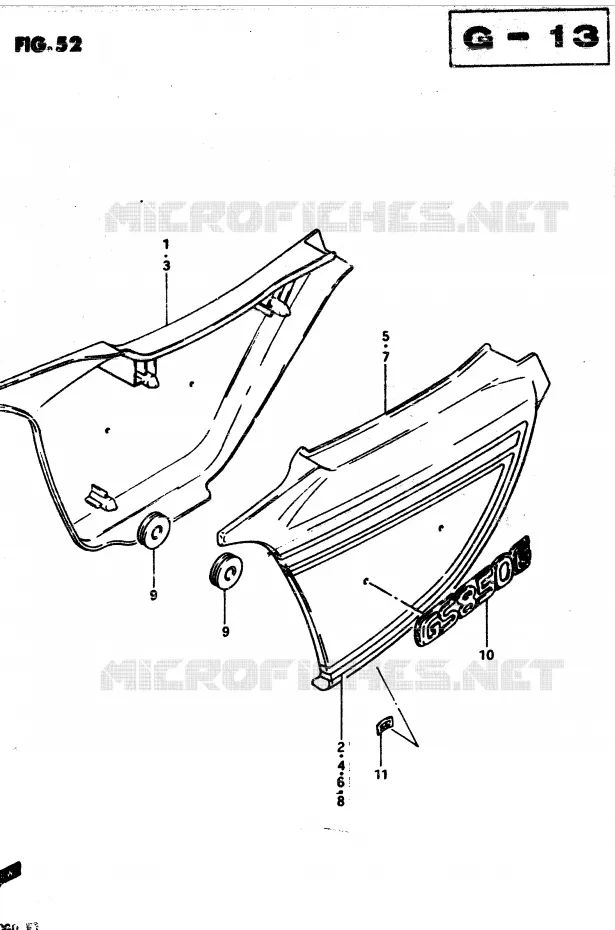 CARENAGES ARRIERE  (MODELE D) Suzuki MOTO 850 GS 1982  GS850GZ(E1)