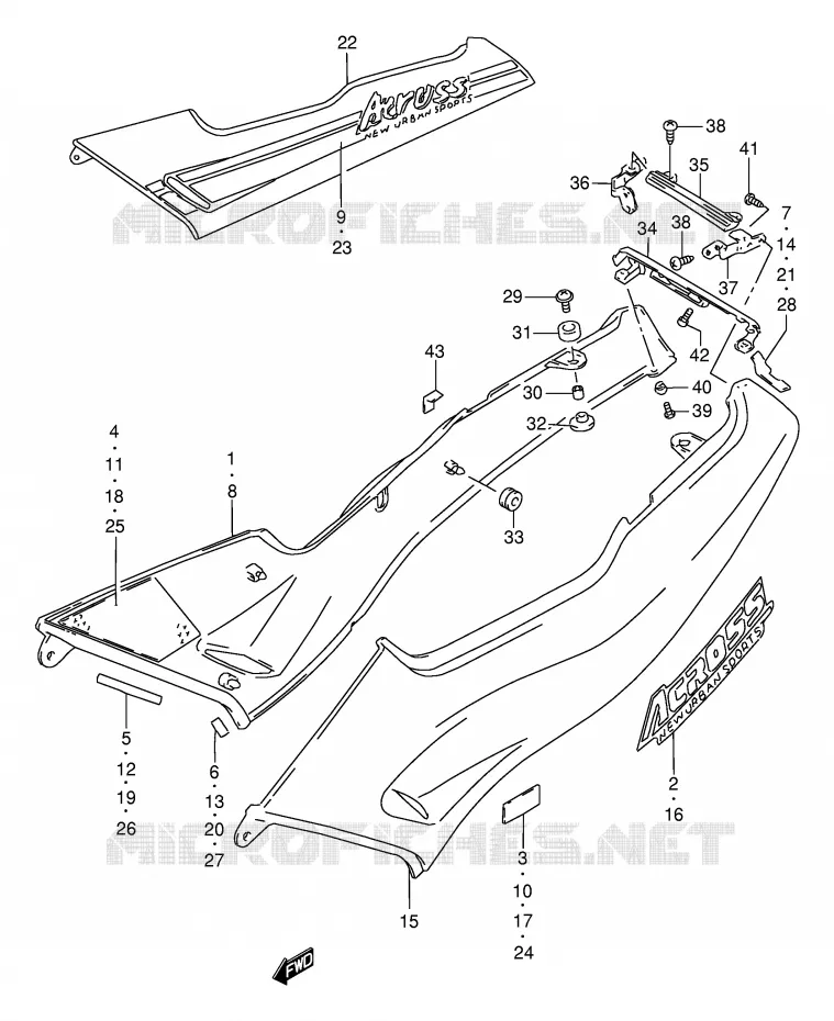 CARENAGES ARRIERE  (MODELE M) Suzuki MOTO 250 GSX 1993  GSX250FP(E24)