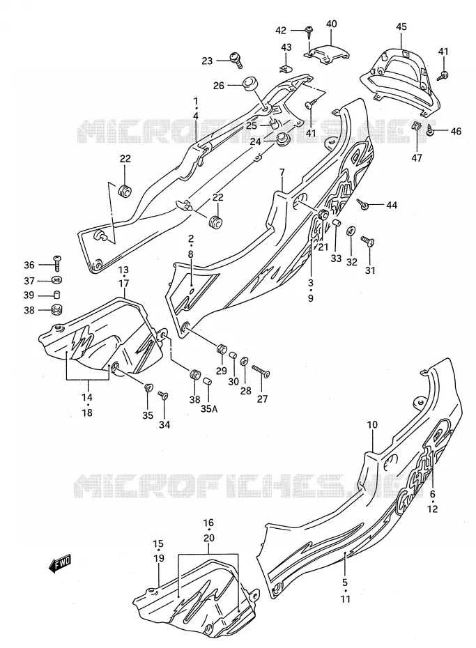 CARENAGES ARRIERE  (MODELE P) Suzuki MOTO 750 GSX-R 1995  GSX-R750WS(E28)