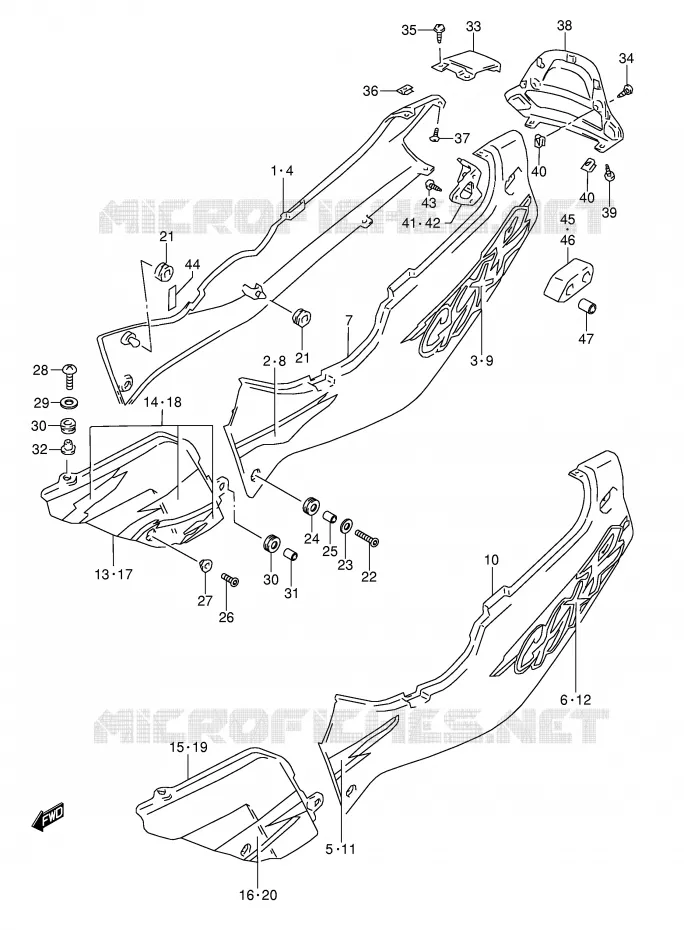 CARENAGES ARRIERE  (MODELE R) Suzuki MOTO 1100 GSX-R 1993  GSX-R1100WP(E28)