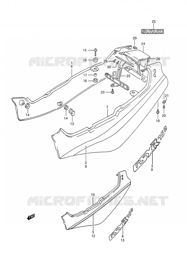 CARENAGES ARRIERE Suzuki MOTO 750 GSX-R 1991  GSX-R750M(E28)