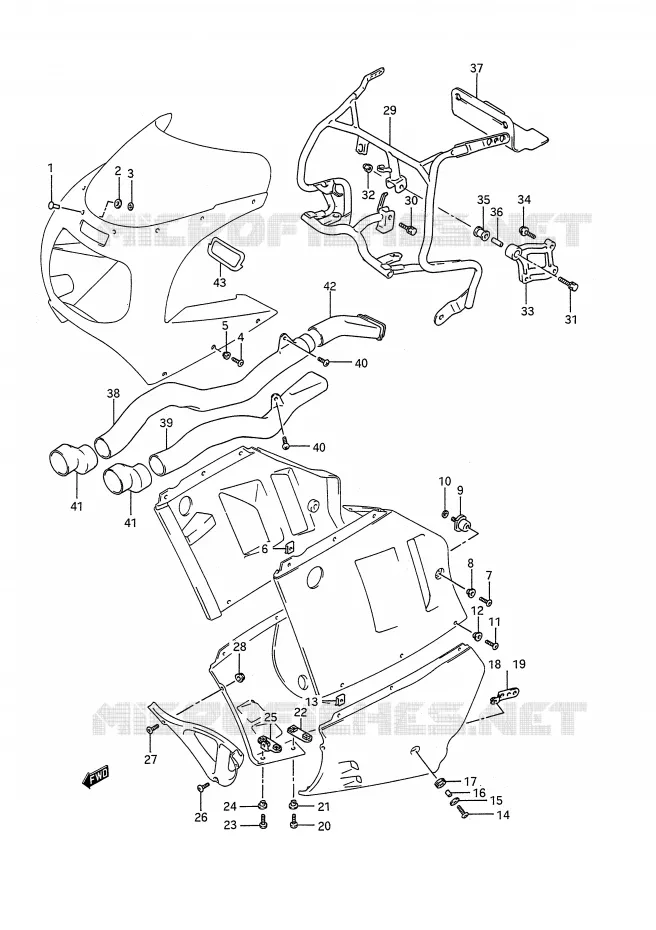 CARENAGES ET SUPPORTS AVANT Suzuki MOTO 1100 GSX-R 1991  GSX-R1100M(E28)