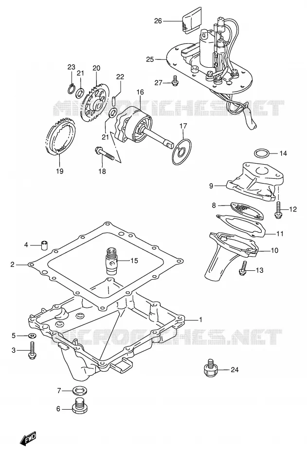 CARTER INFERIEUR - POMPE A HUILE - POMPE A ESSENCE (MODELE T/V) Suzuki MOTO 750 GSX-R 1999  GSX-R750X(E2)