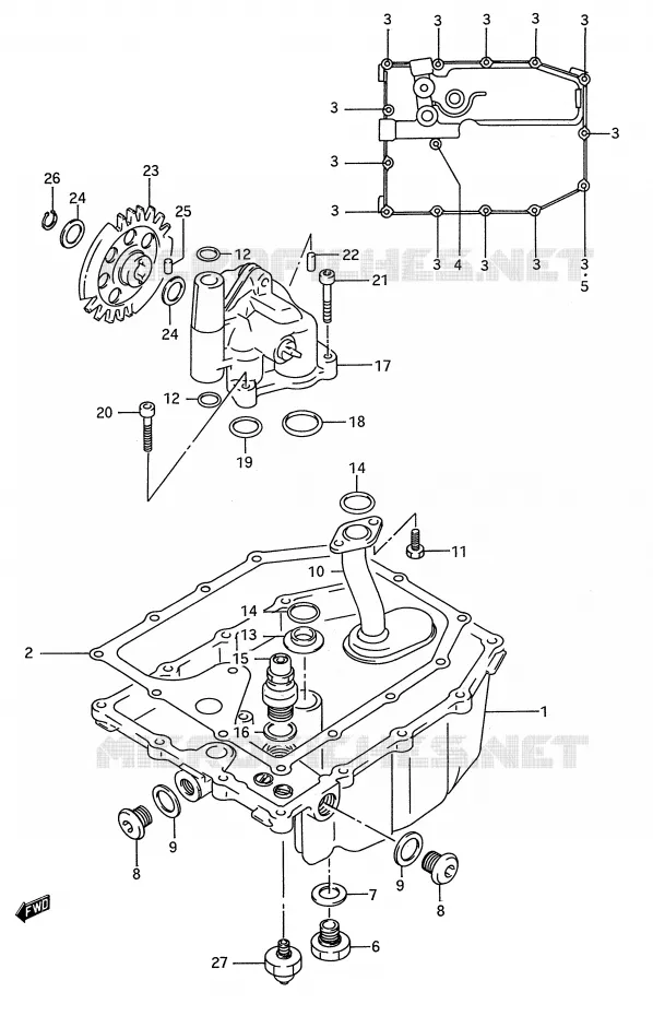 CARTER INFERIEUR - POMPE A HUILE Suzuki MOTO 750 GSX-R 1995  GSX-R750WS(E28)