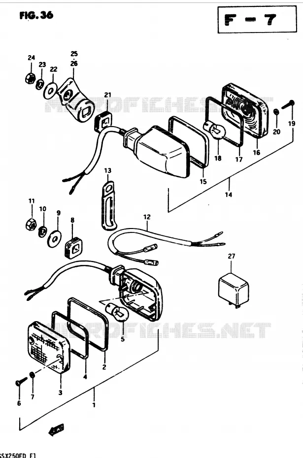 CLIGNOTANTS (E2, E4, E17, E34) Suzuki MOTO 250 GSX 1982  GSX250ESZ(Z/D)