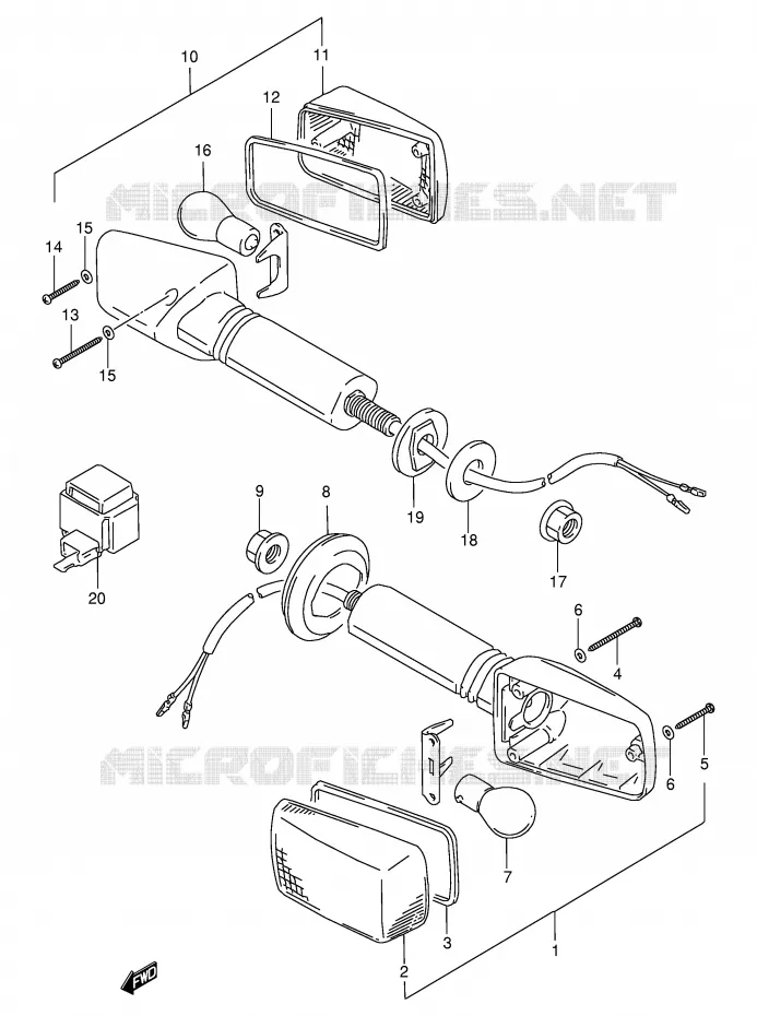 CLIGNOTANTS (MODELE P/R) Suzuki MOTO 1100 GSX-R 1998  GSX-R1100WW(E2)