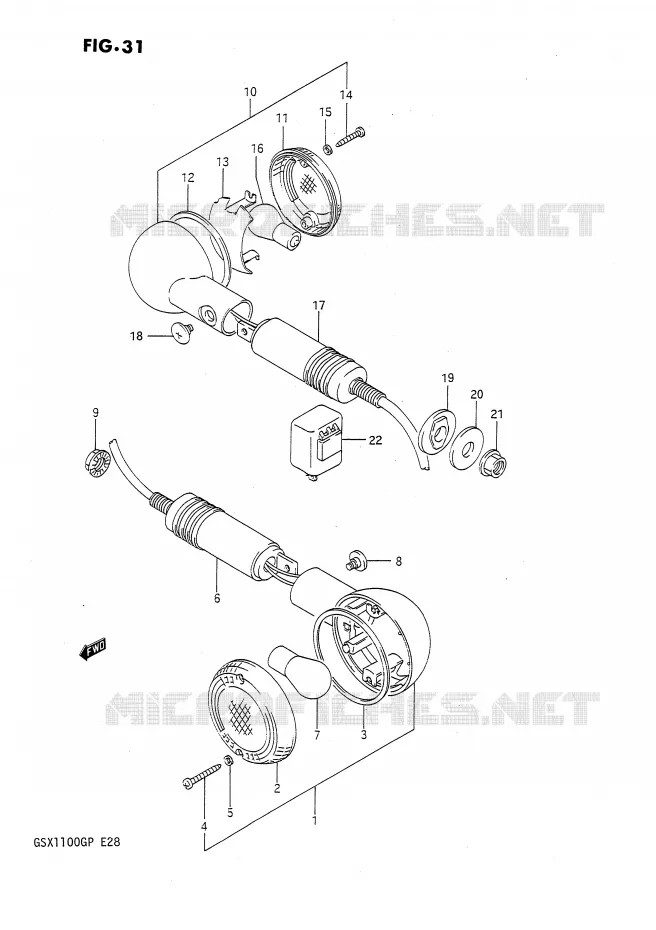CLIGNOTANTS Suzuki MOTO 1100 GSX-G 1992  GSX1100GN(E28)