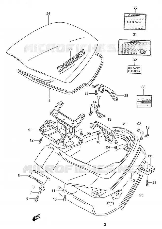 COFFRE (MODELE P/R/T) Suzuki MOTO 250 GSX 1993  GSX250FP(E24)