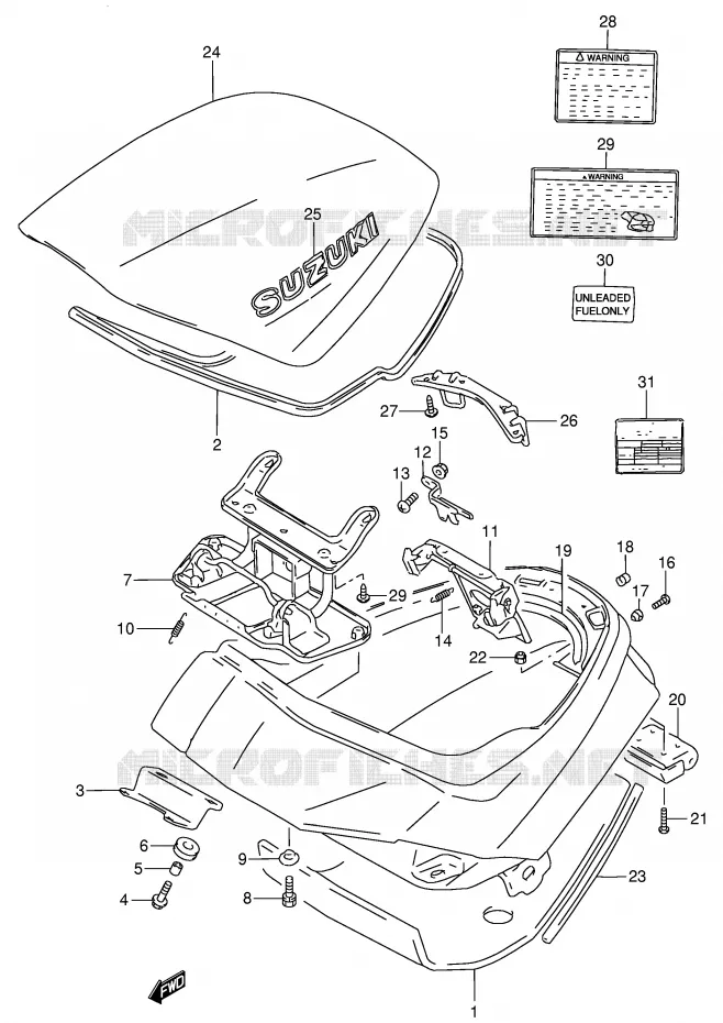 COFFRE (MODELE V) Suzuki MOTO 250 GSX 1993  GSX250FP(E24)