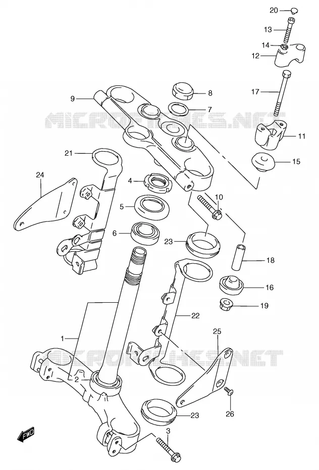 COLONNE DE DIRECTION (GSF1200T/V/W/X/Y/ST/SV/SW/SX/SY) Suzuki MOTO 1200 BANDIT 1999  GSF1200X(E2)