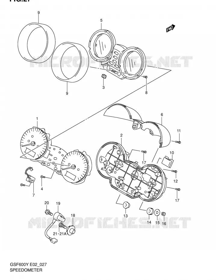COMPTEUR (GSF600SY/SUY/SK1/SK2/SK3/SK4/SUK1/SUK2/SUK3/SUK4) Suzuki MOTO 600 BANDIT 2002  GSF600K2(E2)