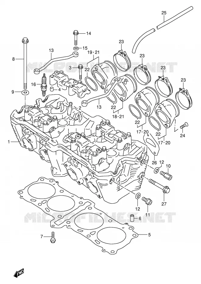 CULASSE (MODELE S/T/V/W) Suzuki MOTO 1100 GSX-R 1997  GSX-R1100WV(E2)