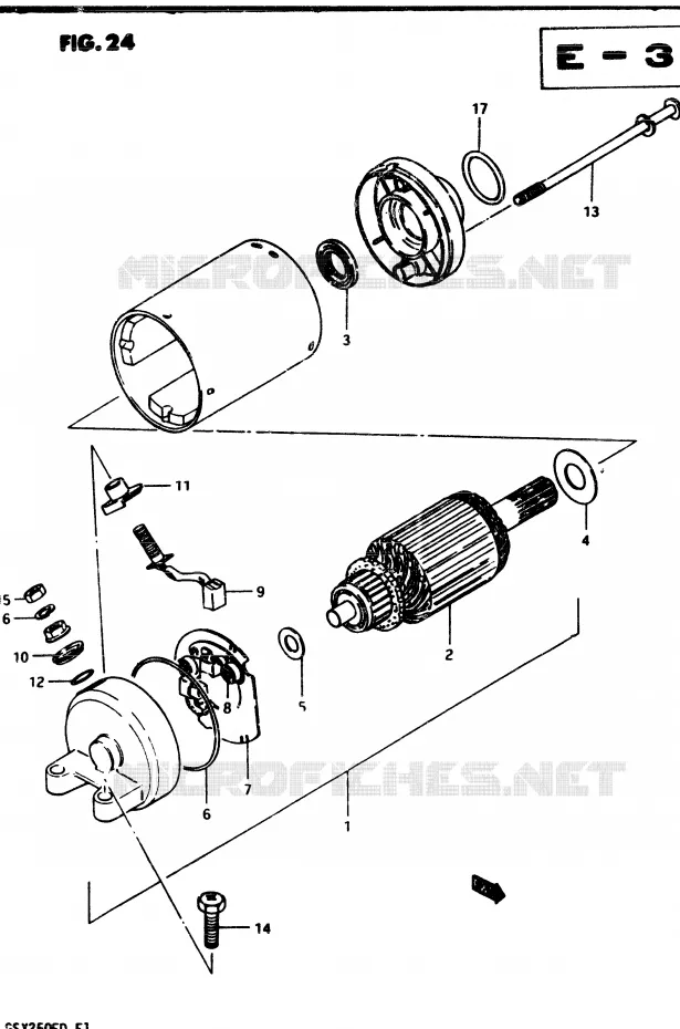 DEMARREUR (MODELE D) Suzuki MOTO 250 GSX 1983  GSX250D(Z/D)