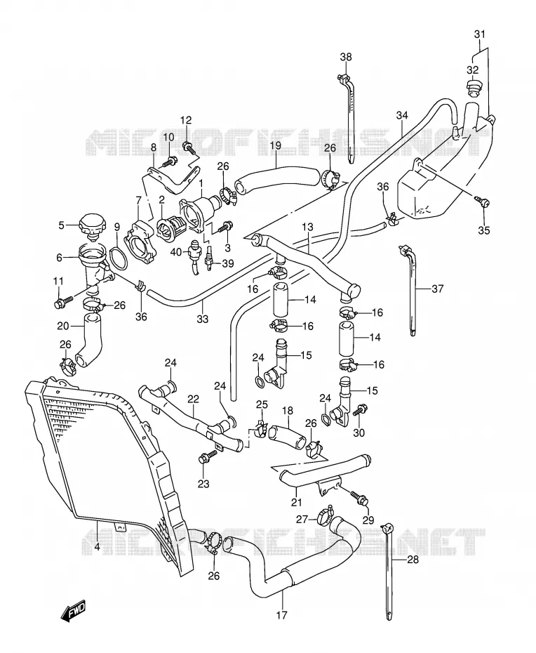 DURITE DE RADIATEUR (MODELE S/T/V/W) Suzuki MOTO 1100 GSX-R 1993  GSX-R1100WP(E28)