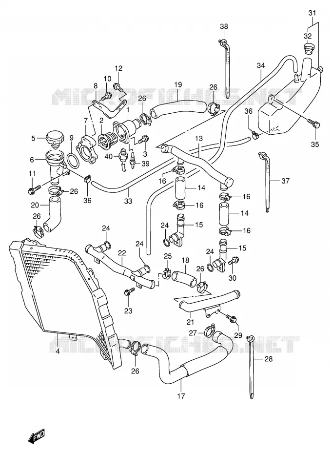 DURITE DE RADIATEUR (MODELE S/T/V/W) Suzuki MOTO 1100 GSX-R 1994  GSX-R1100WR(E2)