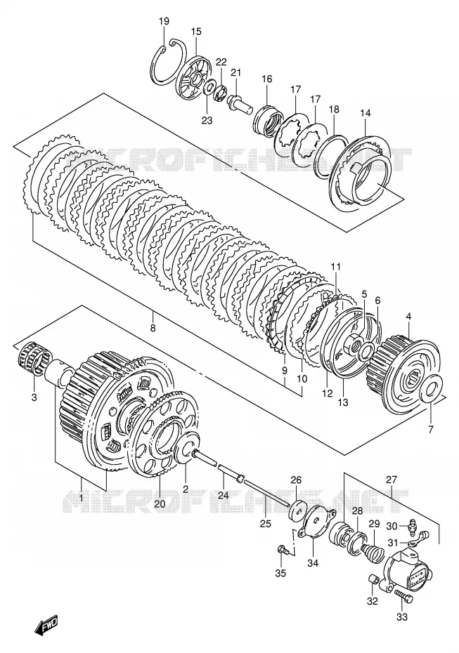 EMBRAYAGE (MODELE P/R) Suzuki MOTO 1100 GSX-R 1995  GSX-R1100WS(E2)