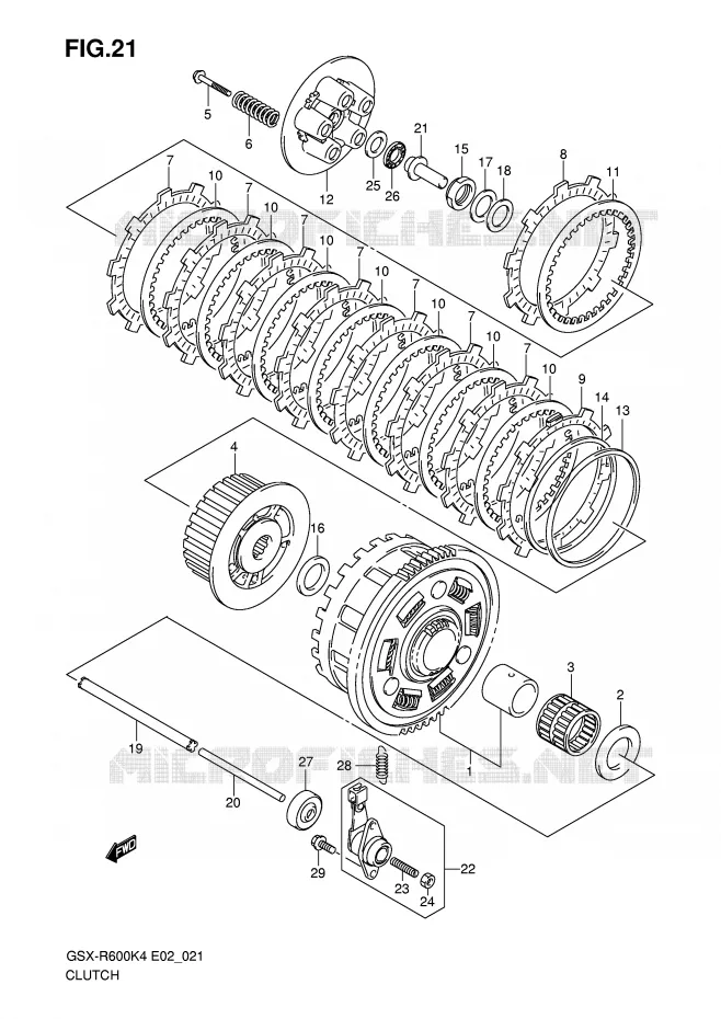 EMBRAYAGE Suzuki MOTO 600 GSX-R 2004  GSX-R600U3K4(E2)
