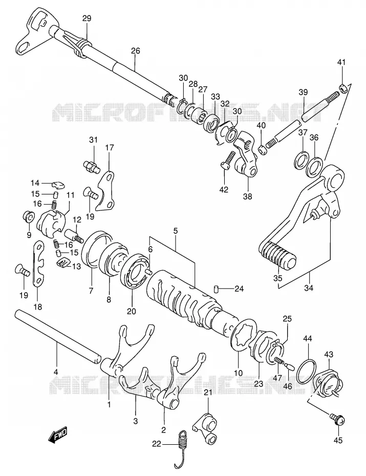 ENSEMBLE DE SELECTION DE VITESSES Suzuki MOTO 400 GSX-R 1990  GSX-R400RL(E30)