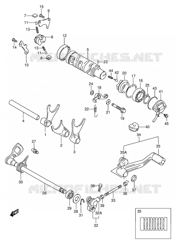 ENSEMBLE DE SELECTION DE VITESSES Suzuki MOTO 600 BANDIT 1996  GSF600ST(E2)