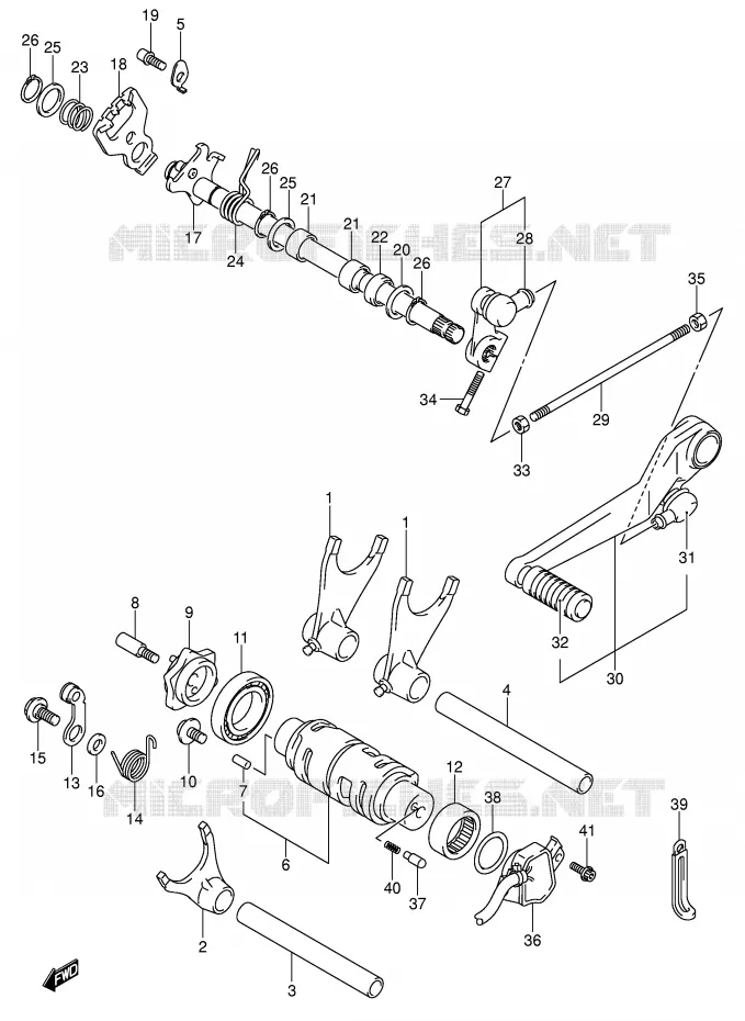 ENSEMBLE DE SELECTION DE VITESSES Suzuki MOTO 600 GSX-R 2005  GSX-R600K5(E2)