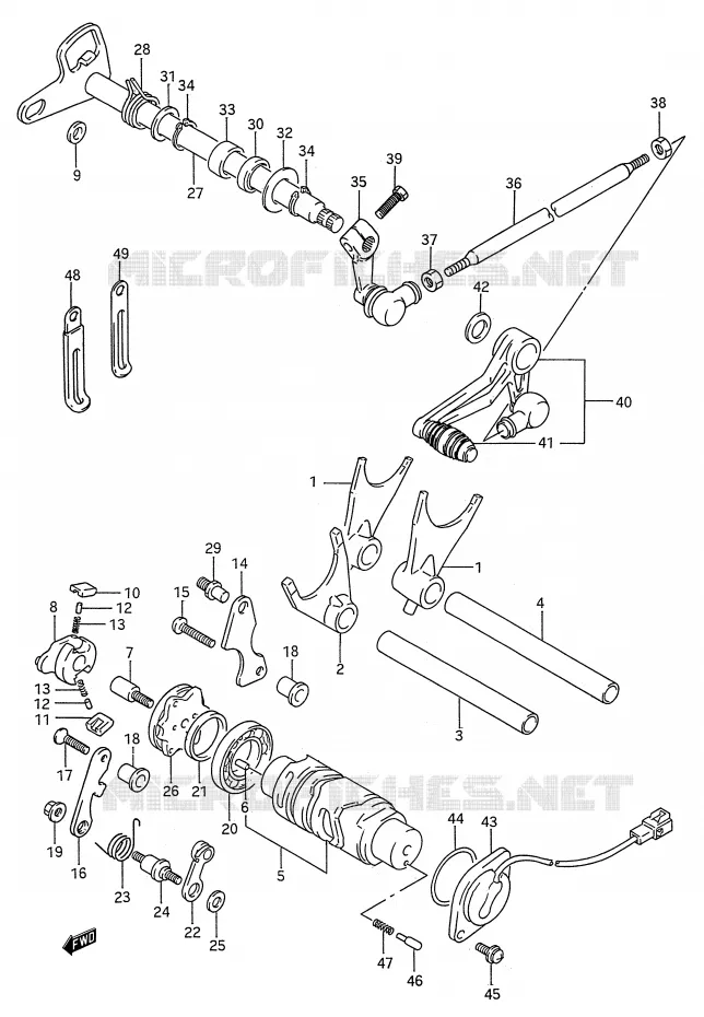 ENSEMBLE DE SELECTION DE VITESSES Suzuki MOTO 750 GSX-R 1992  GSX-R750WN(E28)