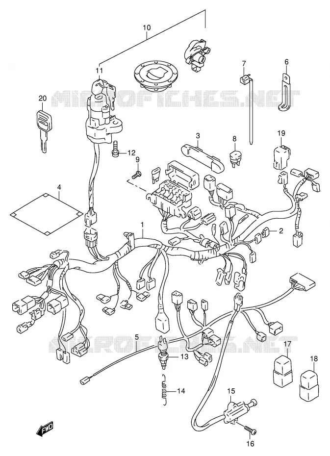 FAISCEAU ELECTRIQUE (GSF1200SAV/SAW/SAX/SAY) Suzuki MOTO 1200 BANDIT 1997  GSF1200SV(E2)