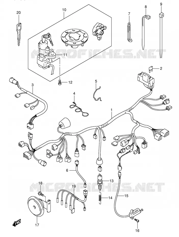 FAISCEAU ELECTRIQUE (GSF1200SK3/SK4/SK5/SZK5) Suzuki MOTO 1200 BANDIT 2005  GSF1200K5(E2)