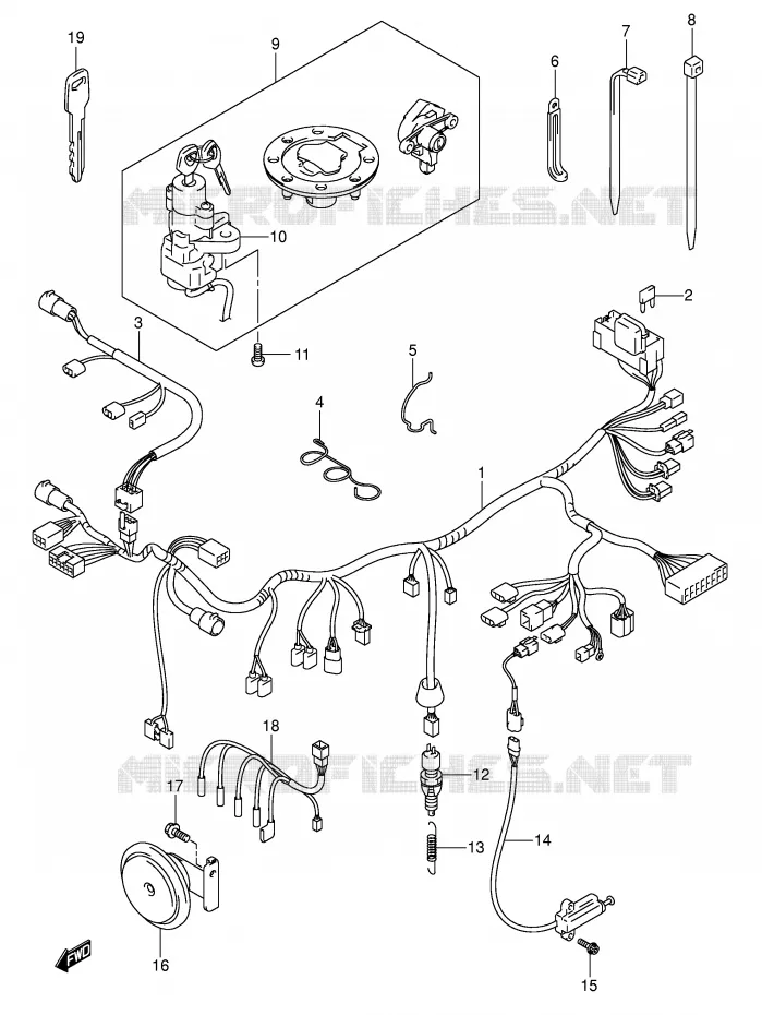 FAISCEAU ELECTRIQUE (GSF600SK3/SK4/SUK3/SUK4) Suzuki MOTO 600 BANDIT 2000  GSF600Y(E2)
